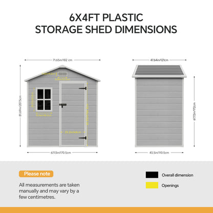 6x4FT Outdoor Plastic Storage Shed