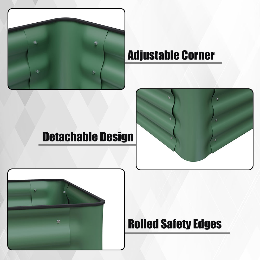 Green Galvanized Steel Raised Garden Bed