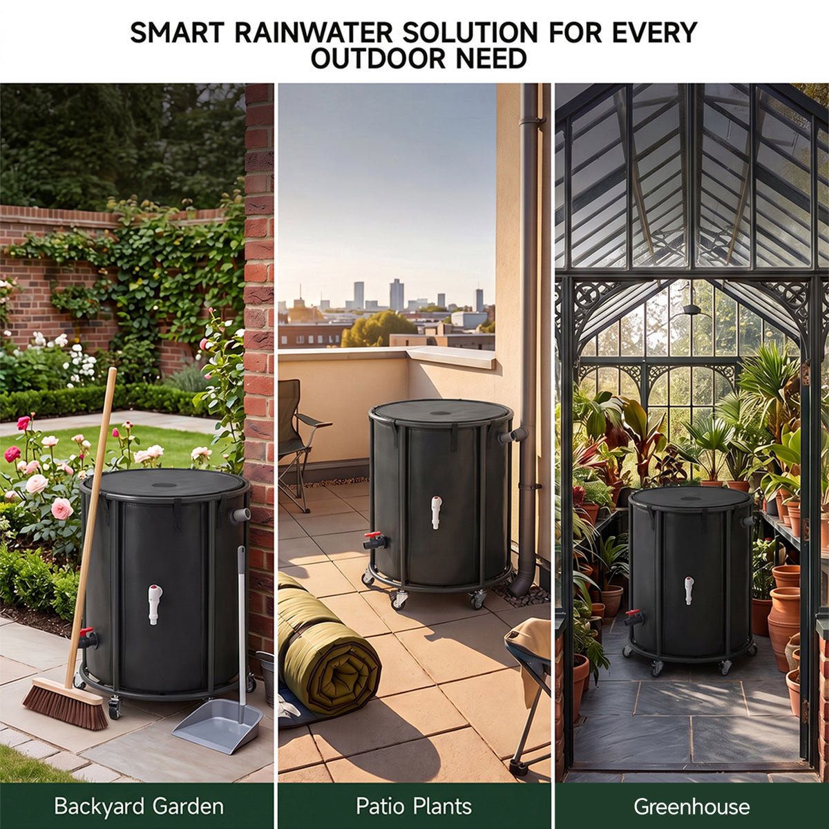 Portable Rain Barrel with Castors