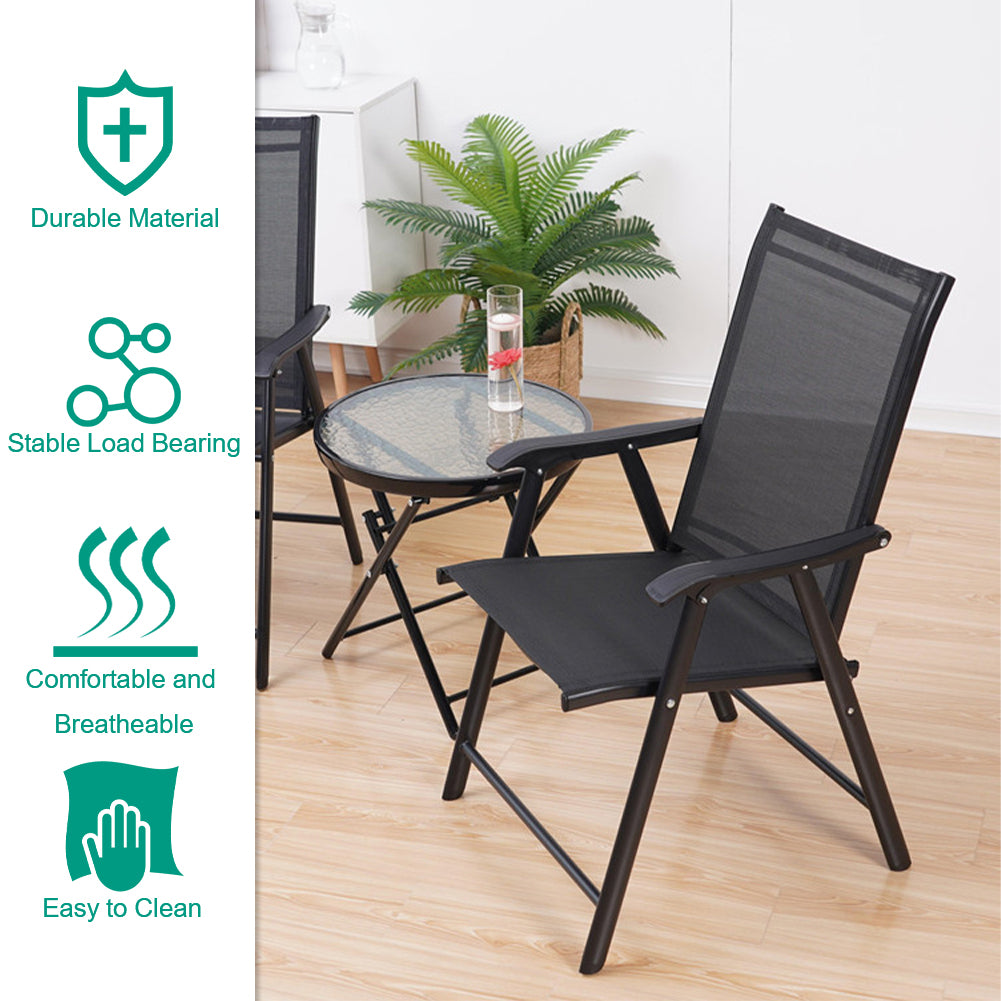 Metallic-Frame and Fabric Foldable Chairs Set of 2