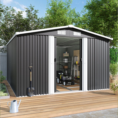 12x10 FT Large Metal Garden Tool Storage Shed
