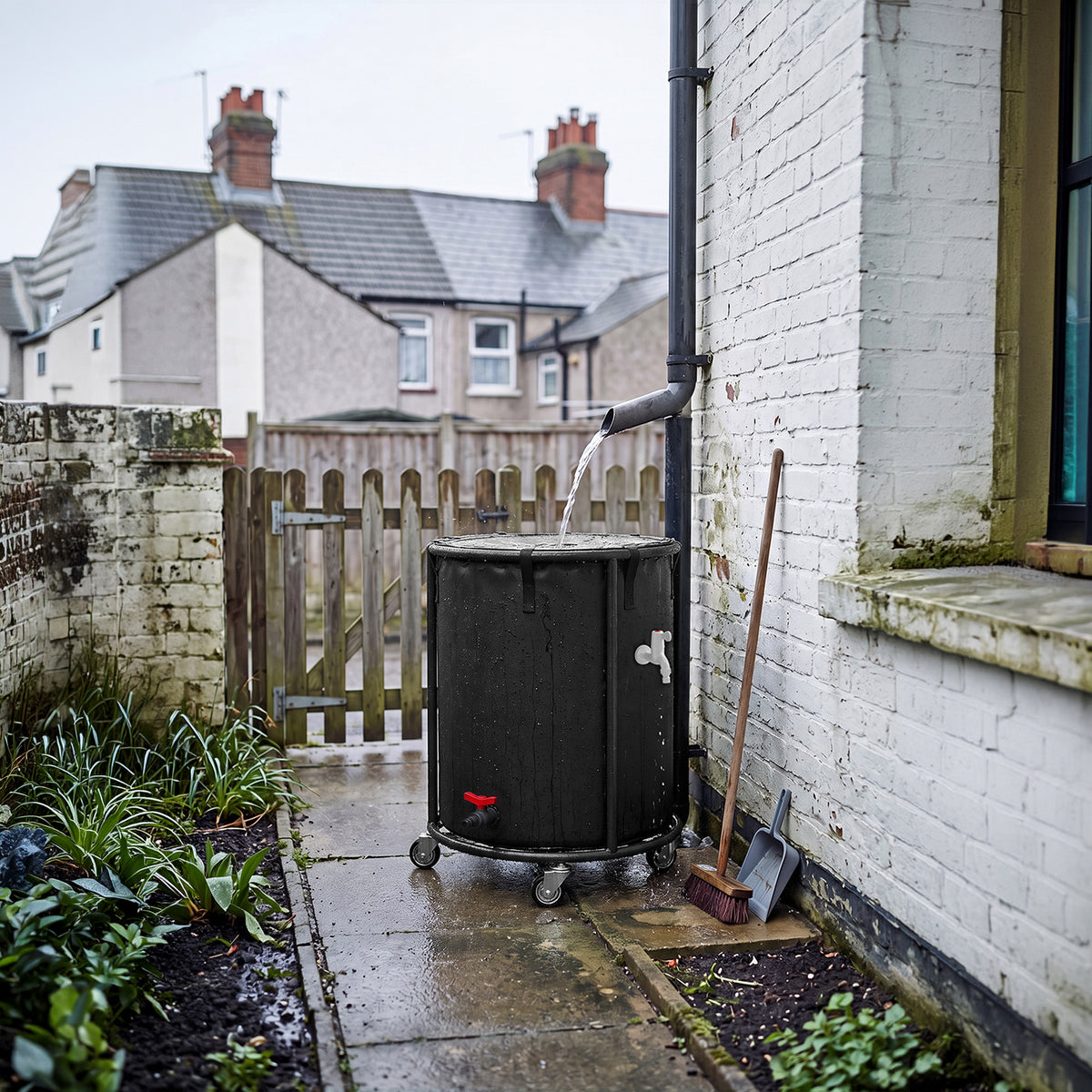 Portable Rain Barrel with Castors