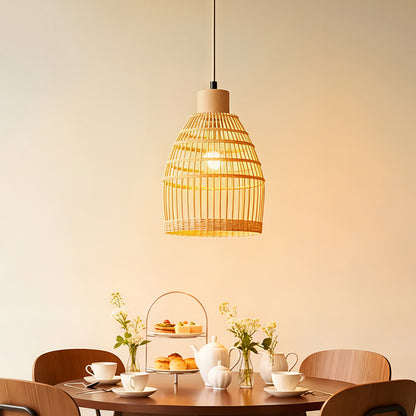 E27 Bamboo-woven Ceiling Pendant Light