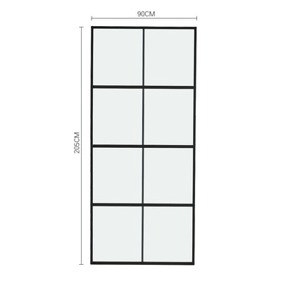 Clear and Smooth Glass Black Barn Door with Sliding Hardware Kit
