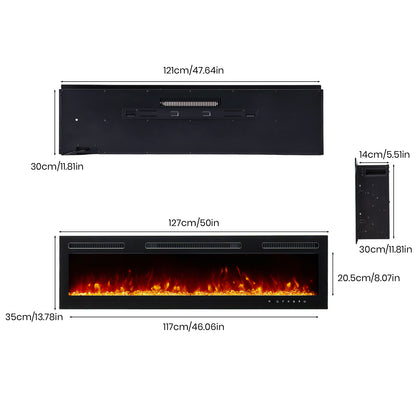 40–70 Inch Smart Electric Fireplace with 12 Flame Colours