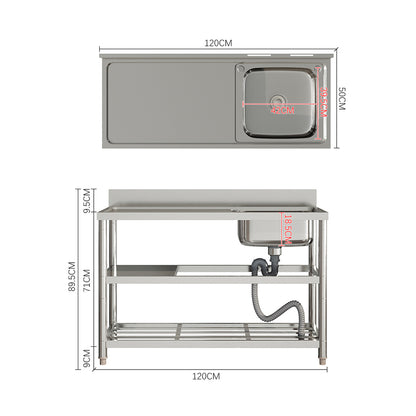 Stainless Steel One Compartment Sink with Shelves