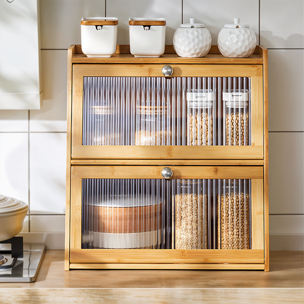 Bamboo Bread Storage Cabinet for Kitchen Counter
