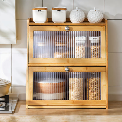 Bamboo Bread Storage Cabinet for Kitchen Counter