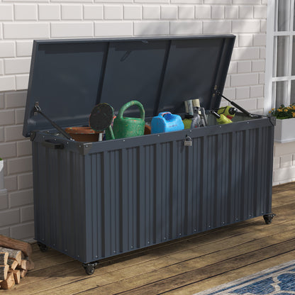 550L Metal Garden Storage Box with Wheels & Lockable Lid