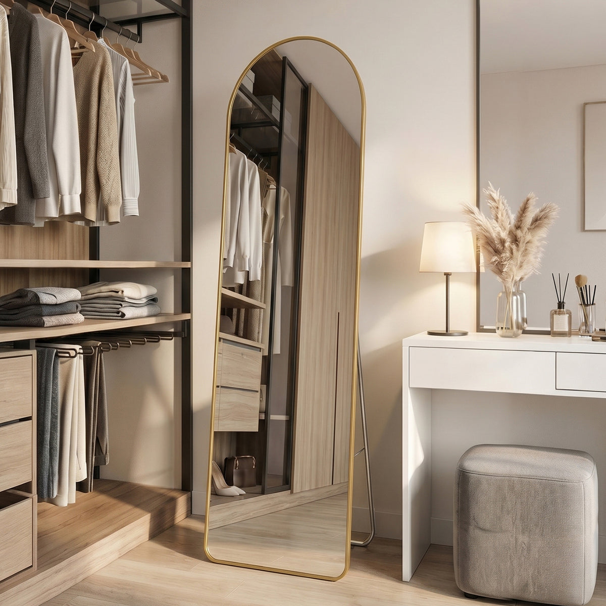 Modern Arched Metal Floor Mirror