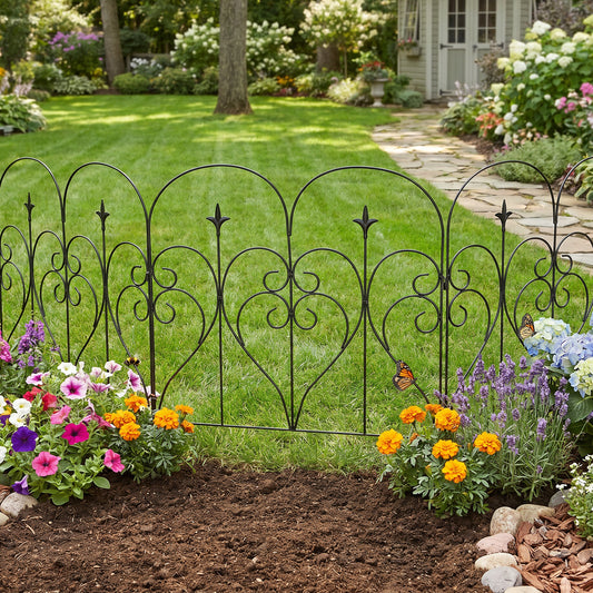 5-Pack Decorative Metal Garden Fence Panels