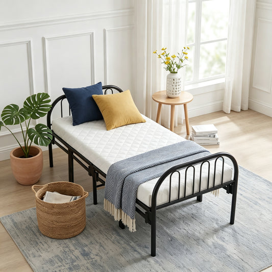 Metal Folding Bed Frame With Secure Buckle Design