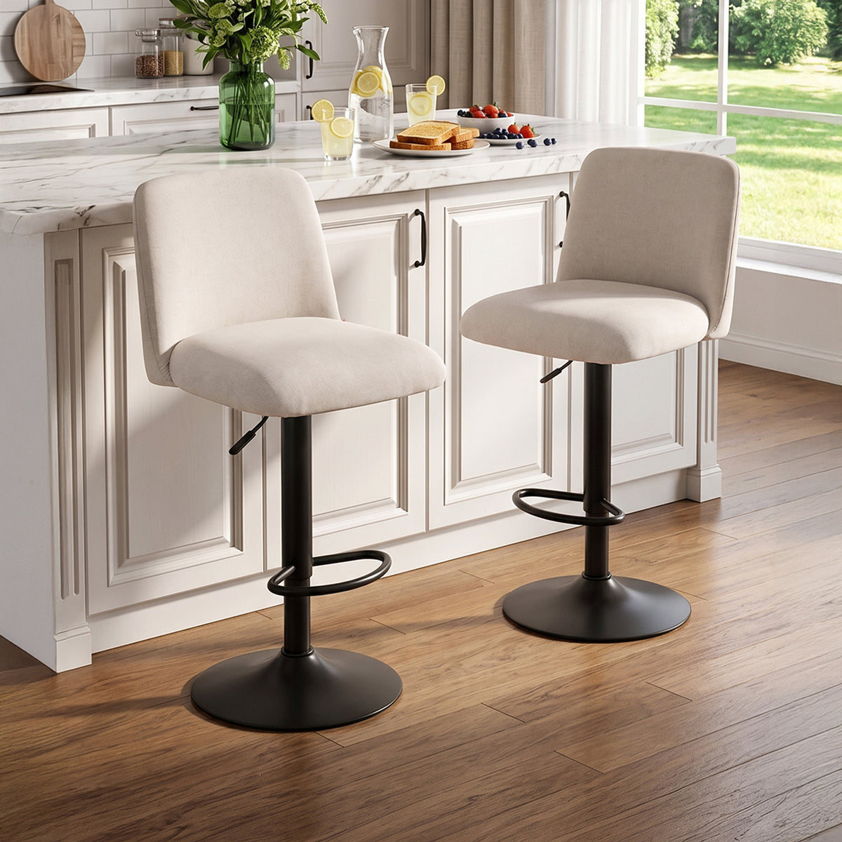 Set of 2 Height Adjustable Swivel Bar Stools