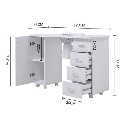 Manicure Table with Dust Collector and Wrist Cushion