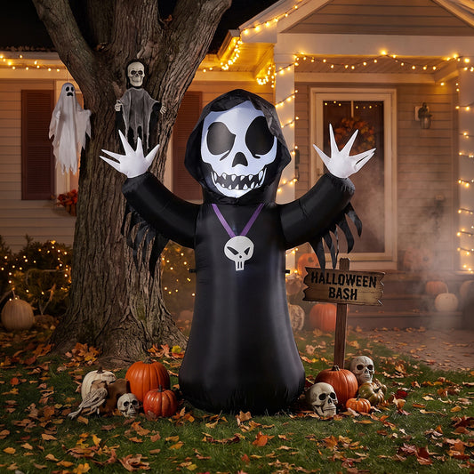 5 FT Halloween Inflatable Grim Reaper Decoration with LED Lights