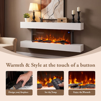 Wall-Mounted Electric Fireplace with Remote Control