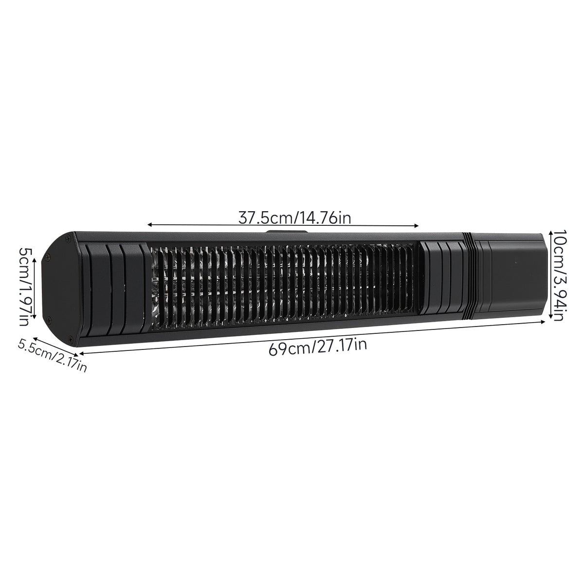2000W Wall-Mounted Infrared Patio Heater with 9 Temperature Settings & 24H Timer