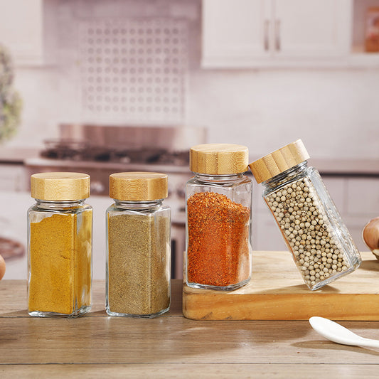 12Pcs / 24Pcs Glass Spice Jars with Bamboo Lids