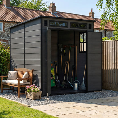 6 x 6 FT Outdoor Garden Pent Roof Tool Storage Shed