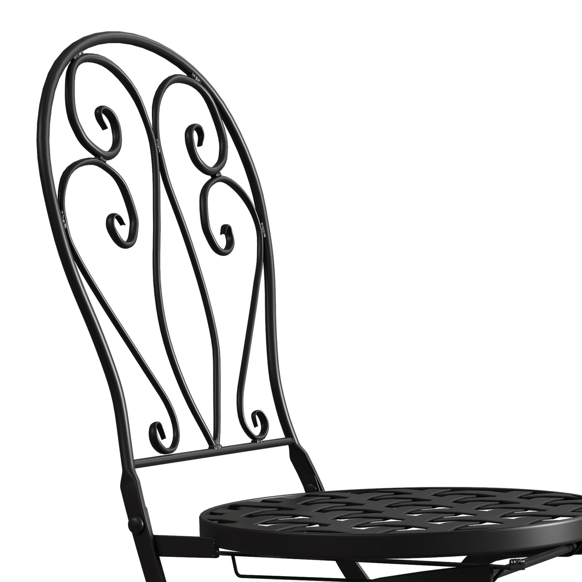 3 Piece Black Aluminium Garden Bistro Set with Mosaic Table Top