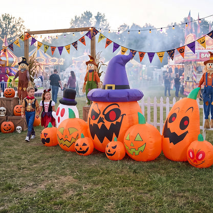 8ft Halloween Inflatable Pumpkin Outdoor Decorations with Ghost