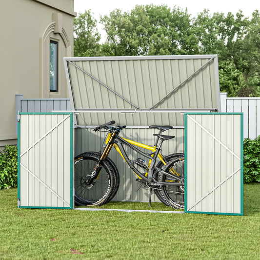 Black/Green/Grey Steel Lockable Garden Bicycle Storage Shed
