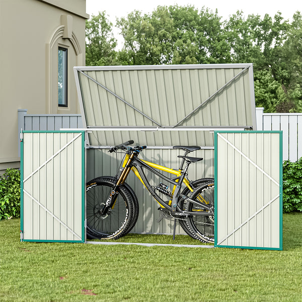 Black/Green/Grey Steel Lockable Garden Bicycle Storage Shed