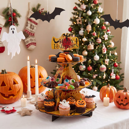 3-Tier Halloween Cardboard Cupcake Display Stand
