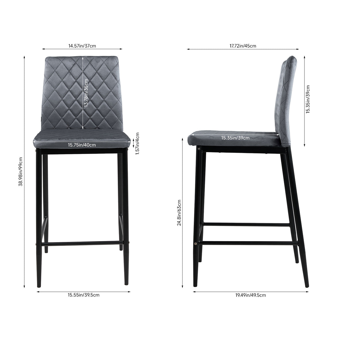 2PCS Upholstered Bar Stools