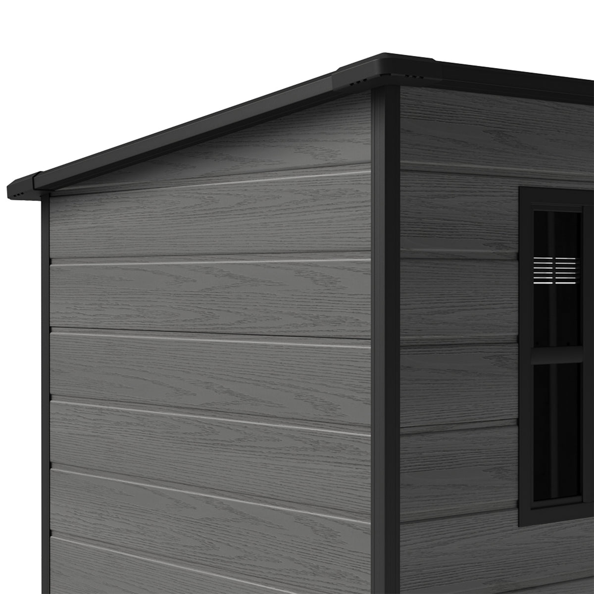8 x 4 ft Plastic Garden Storage Shed with Pent Roof, Double Doors & Side Door