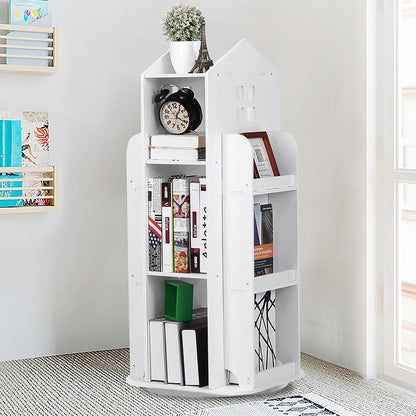 White Kids' House Frame Rotating Bookshelf