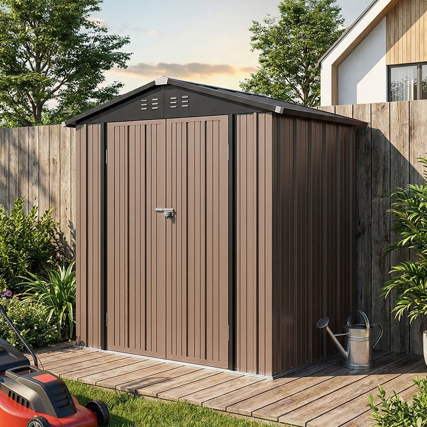 6 x 4 ft Apex Roof Garden Tool Shed With Lockable Doors