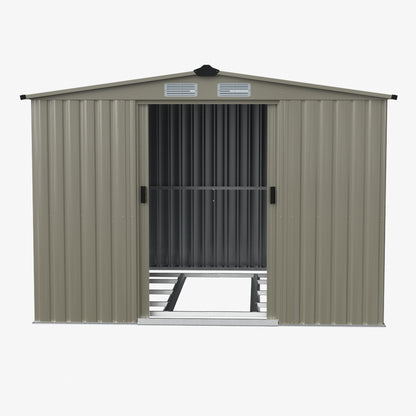 8 x 6 ft Metal Garden Storage Shed with Apex Roof & Double Doors