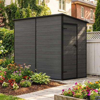4 x 8 ft Plastic Garden Storage Shed with Pent Roof & Single Door