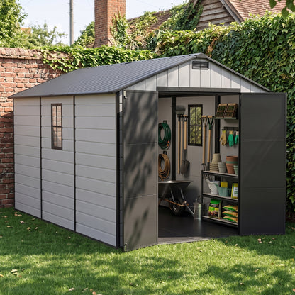 8X12FT Outdoor Aluminum & PP Storage Shed