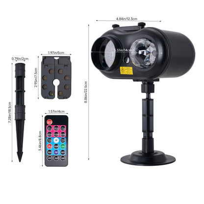 16W 10-LED Projector Light with Laser Star Effect & 10 Interchangeable Festive Slides