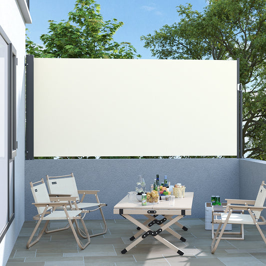 Beige Outdoor Retractable Privacy Side Awning