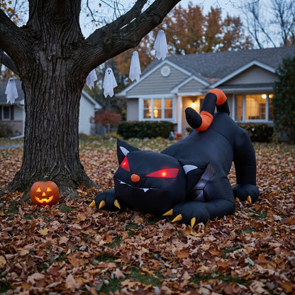 110cm Blow-Up Halloween Black Cat Inflatable Decoration with Built-in LED Lights
