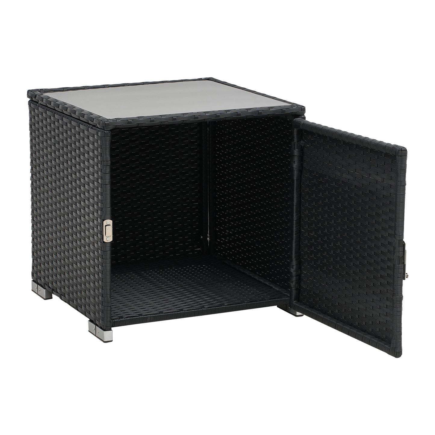 3 Piece Rattan Rattan Sun Lounger with Storage Table