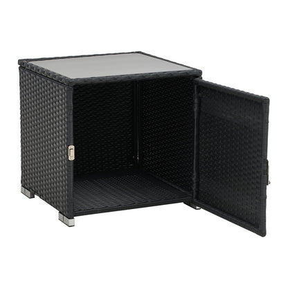 3 Piece Rattan Rattan Sun Lounger with Storage Table