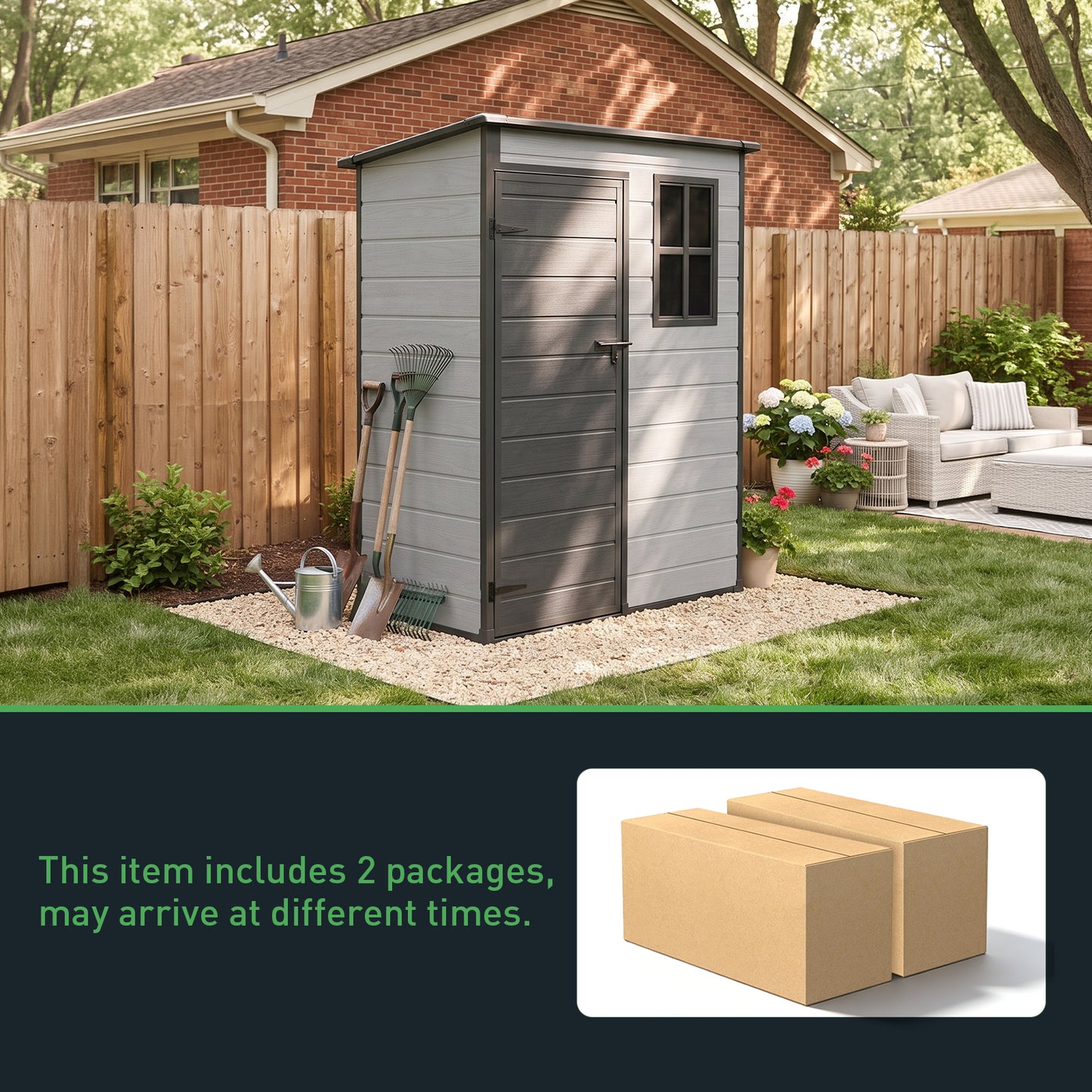 5x3FT Plastic Garden Storage Shed with Lockable Door