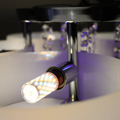 3/5 heads lights of Modern Round Acrylic LED Semi Flush Mount with Crystal Accent