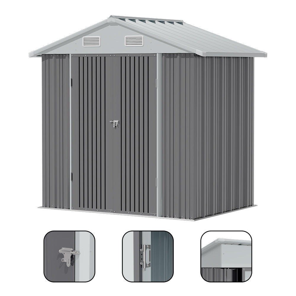 4x6FT Metal Garden Storage Shed with Lockable Door