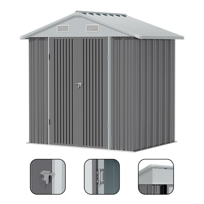 4x6FT Metal Garden Storage Shed with Lockable Door