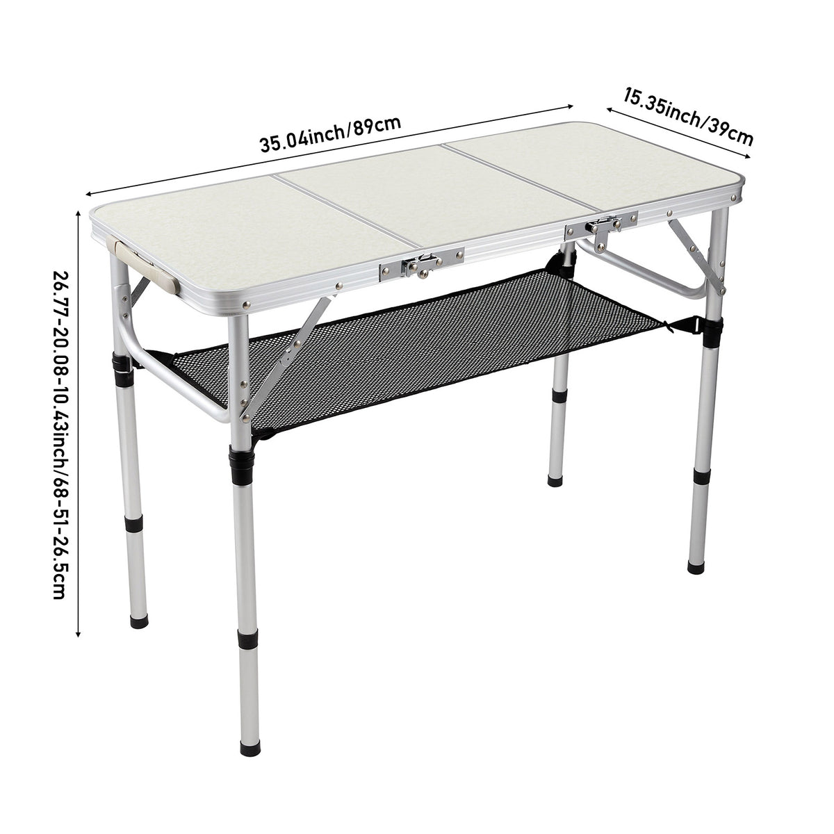 Adjustable Height Folding Camping Table with Carrying Handle