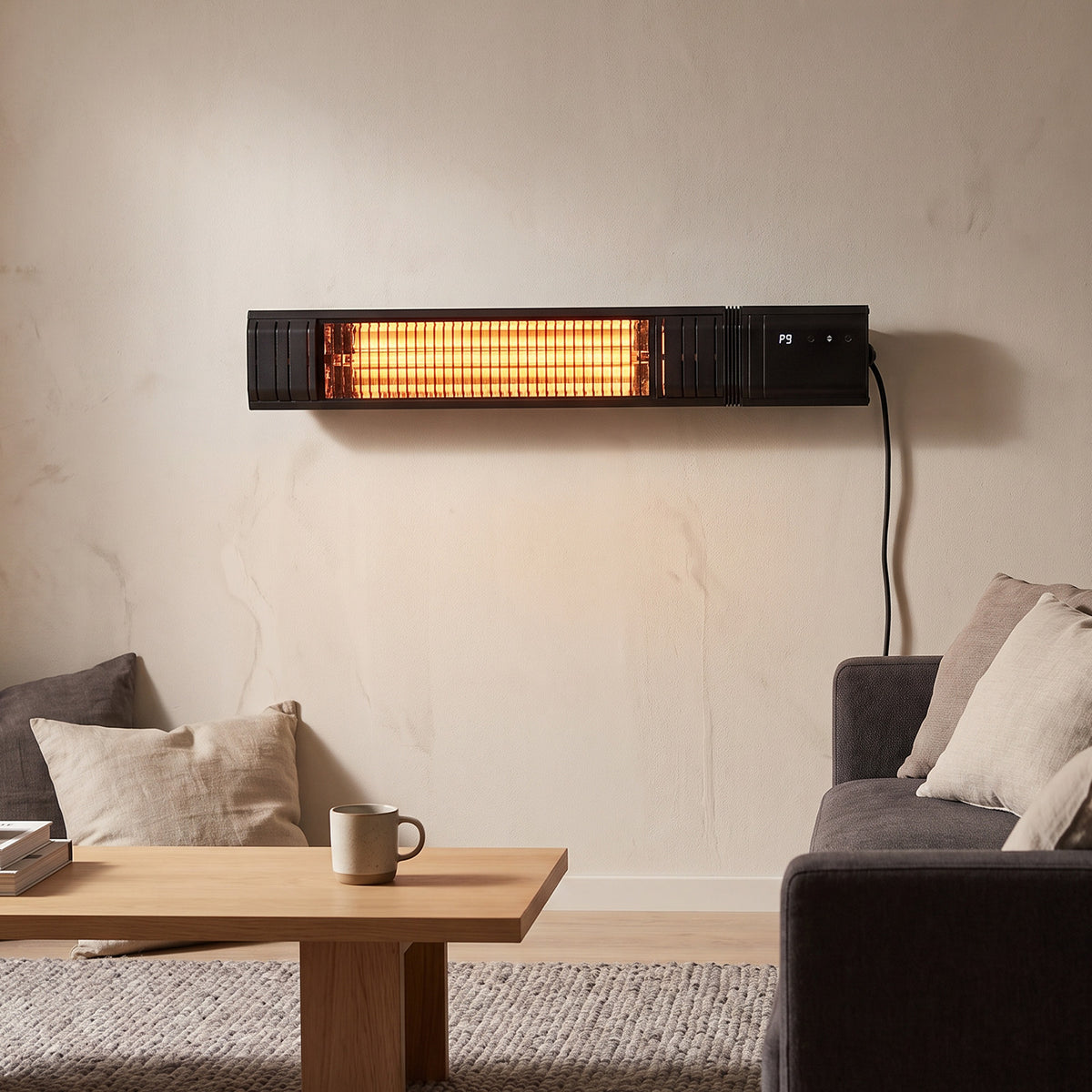 2000W Wall-Mounted Infrared Patio Heater with 9 Temperature Settings & 24H Timer