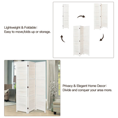 Folding Solid Wood Room Divider Privacy Screen for Home