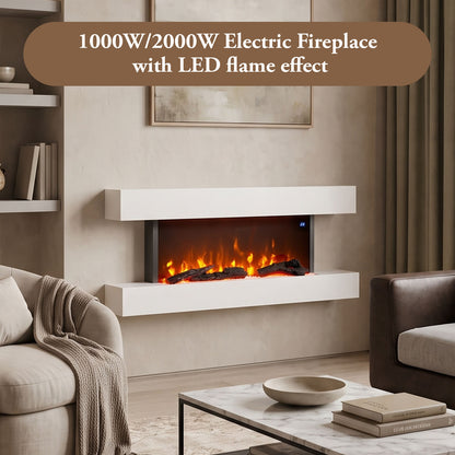 Wall-Mounted Electric Fireplace with Remote Control