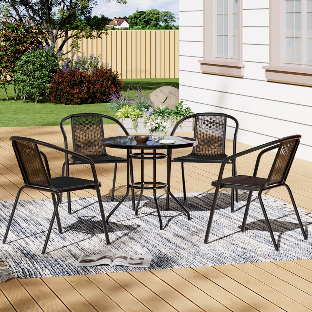 2/4 Pcs Garden Dining Chairs Set with Round Table
