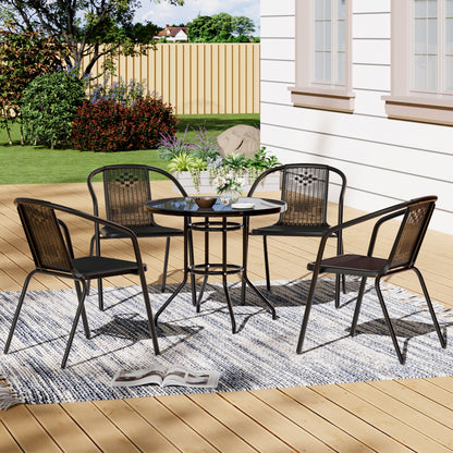 2/4 Pcs Garden Dining Chairs Set with Round Table